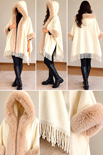 Damen cape poncho beige - damen,