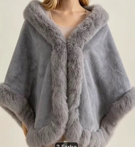 Damen cape poncho kurz - damen, grau