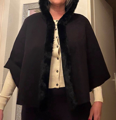 Damen cape poncho schwarz - poncho,