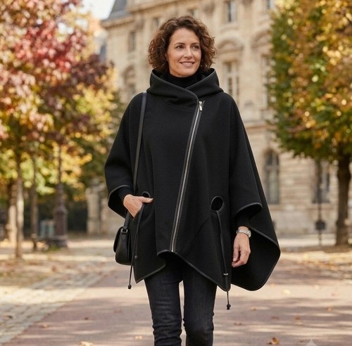 Damen poncho mit kapuze - damen,